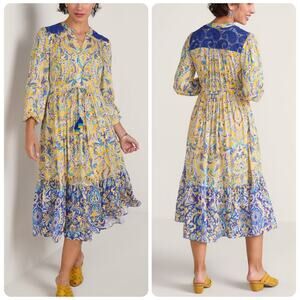 Soft Surroundings Mandisa Challis Lace Yoke Midi Dress Women's Plus Size 2X NEW